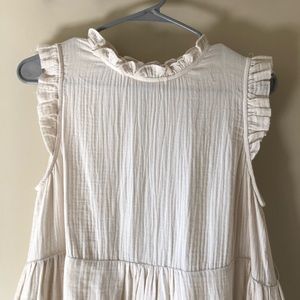 Cream Cotton-Gauze Ruffle Dress